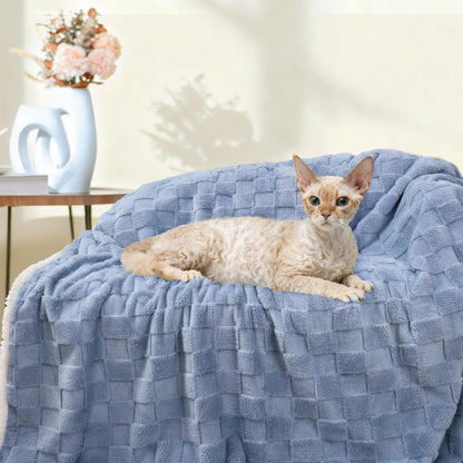Luciphia Waterproof Dog Blanket, Leakproof Small Pet Blanket for Couch Sofa Bed Furniture Cover Protector, Washable Soft Sherpa Fleece with 3D Jacquard, Cozy Calming Reversible, Gray White, 40"x28"
