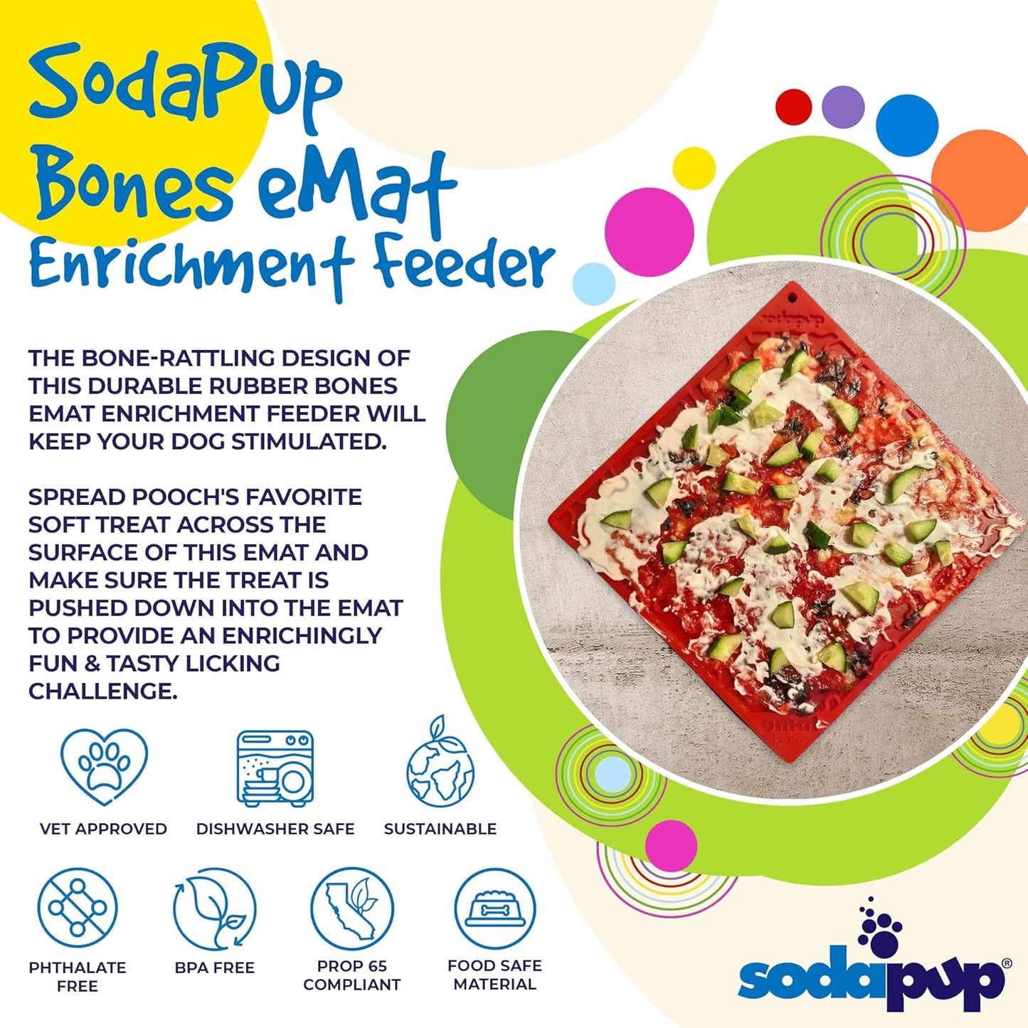 SodaPup Flower Power eMat – Durable Lick Mat Feeder Made in USA from Non-Toxic, Pet-Safe, Food Safe Rubber for Mental Stimulation, Avoiding Overfeeding, Fresh Breath, Digestive Health, & More