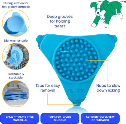 Aquapaw Lick Mat for Dogs with Suction Cups - XL, Blue, 1-Pack - Slow Feeder Lick Pads for Dogs & Grooming Enrichment - Food Mat for Peanut Butter Treats
