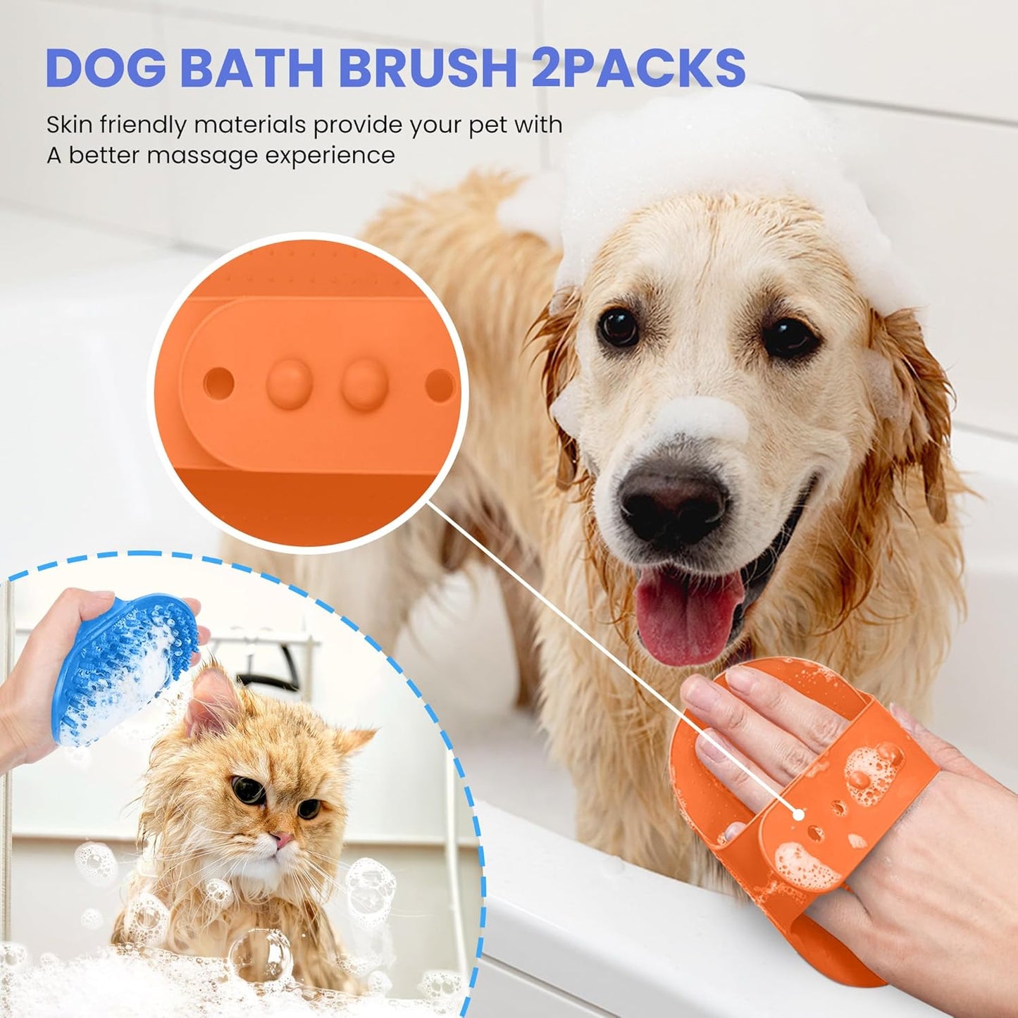 Self Cleaning Shedding Brush - 5-in-1 Professional Pet Grooming Kit Skin Friendly Grooming Tool for Dogs, Cats, and Puppies, Deshedding and Hair Removal for Long and Short Haired Pets, Blue
