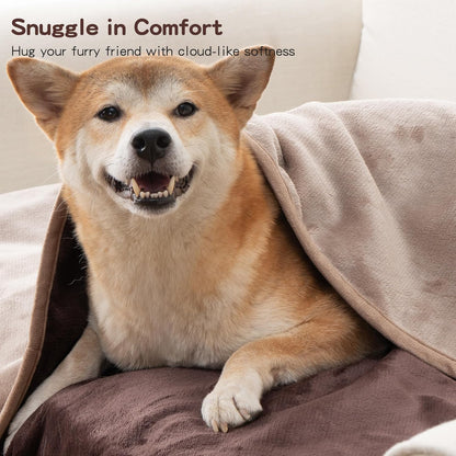 Waterproof Dog Blankets Pet Blanket 50"x60", Soft Fluffy Sofa Car Bed Protector, Reversible Sherpa Fleece Dog Blanket for Large Dogs (Dark Grey-Paws)