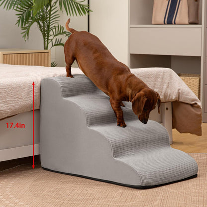 Aodisman 3-Step Dog Ramp and Stairs for Sofa and Chair - Non-Slip Sturdy Pet Steps for Small Dogs and Cats,15.7" H,Grey