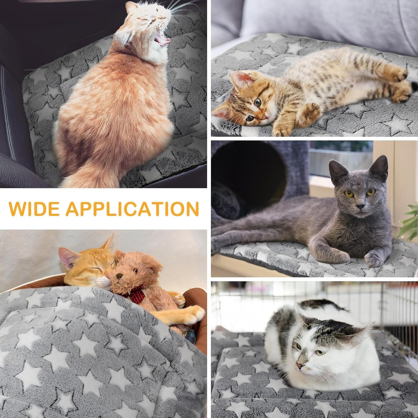 VitalCozy 4 Pcs Dog Crate Pads, Ultra Soft Warm Washable Anti-Slip Kennel Bed Mat for Pets, Reversible, Replaceable, Cage Liner for Small Medium Large Dogs and Cats (18 x 24 x 1.6 Inch,Star,Gray)