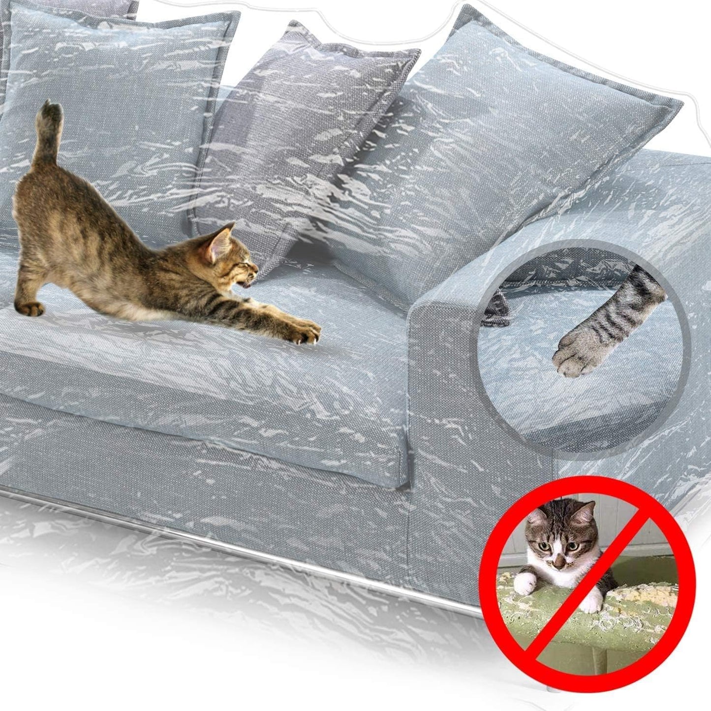 KEBE Clear Thicker Plastic Couch Cover for Pets, Heavy Duty Waterproof Shield Cat Dog Scratch Proof Protector Plastic Cover for Couch, Non-Slip Sofa Slipcover for Storage and Moving