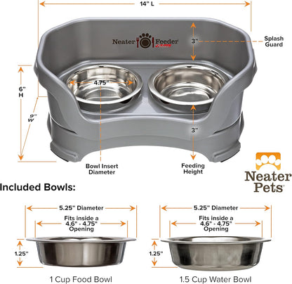 Neater Pet Brands Neater Feeder Deluxe Mess Proof Dog Bowls Elevated for Large Dogs Over 40 lbs, Made in USA, No Spill Raised Dog Food Bowl Stand Feeding Station, Food and Water Bowl Set, Black