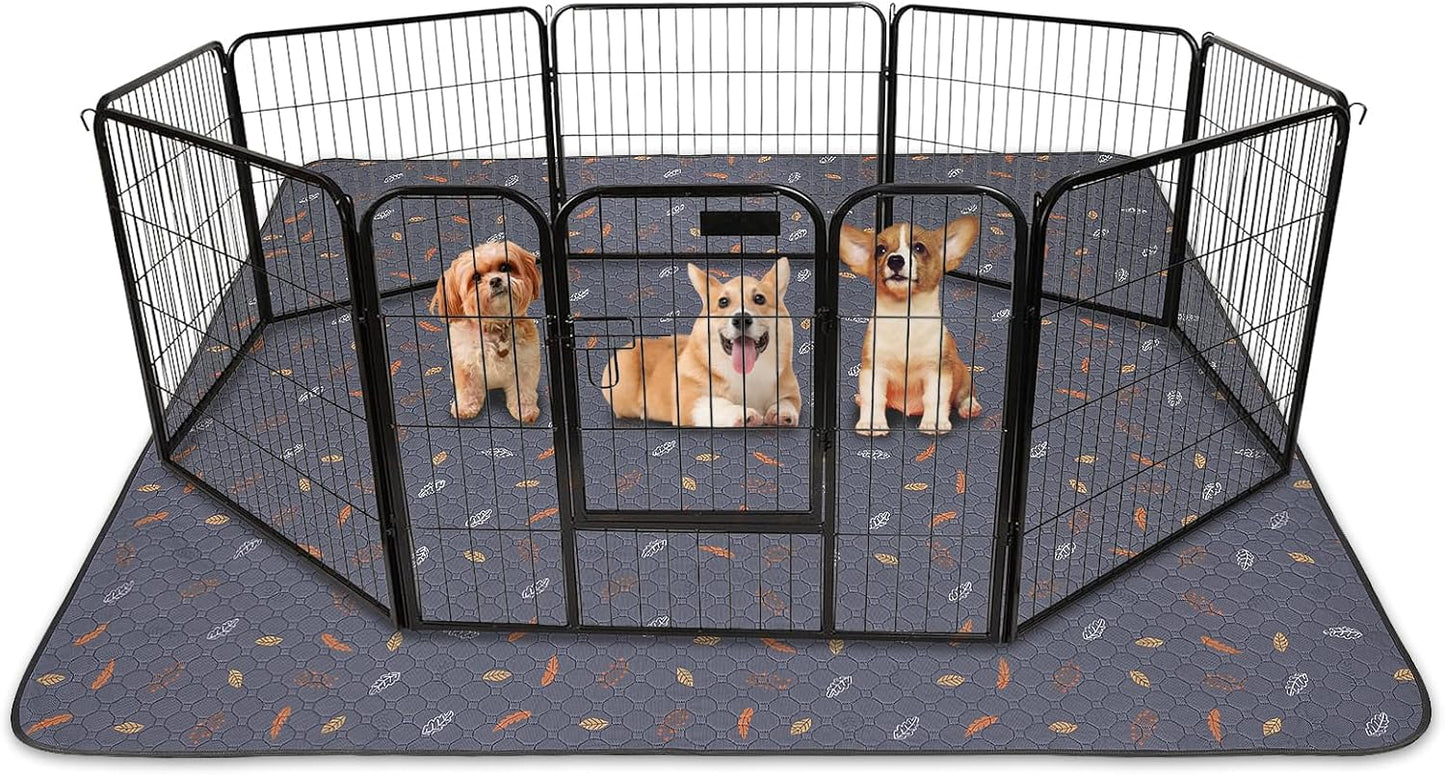 Sunheir Washable Pee Pads for Dogs Large 48" x 48" 2-Pack Reusable Puppy Pads Pet Training Pads, Absorb Dog Mats, Whelping Pad, Non-Slip Protects Against Urine Leakage (Leaves - Deep Grey, 48x48)