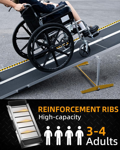 VNN Portable Wheelchair Ramp 4FT, Non-Slip Aluminum Ramps for Wheelchairs for Home, Handicap Wheelchair Ramps for Home Steps, Aluminum Loading Dock Plates, Doorways, Black