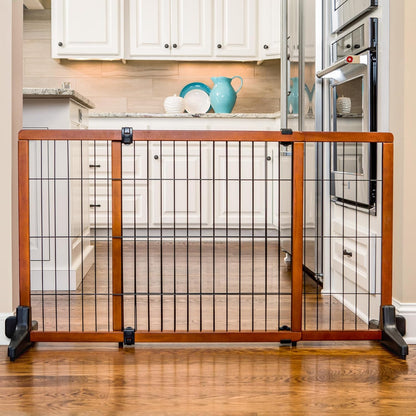 Carlson 41"-70" Super Wide Dog Gate, Premium Wooden Adjustable Freestanding Pet Gate for Doorways & Hallways