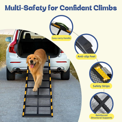 Dog Ramp for Bed & Couch for Small & Medium Dogs - Joint-Friendly, Anti-Slip, Adjustable, Odor-Free, Up to 70 lbs
