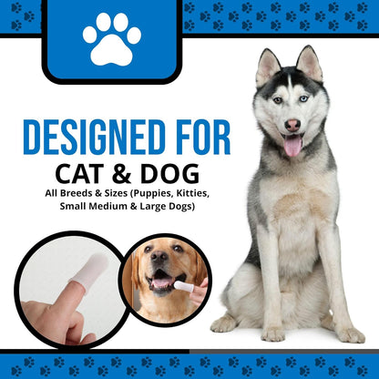 Dog Finger Toothbrush – Soft Silicone Finger Brush for Dogs & Puppies – Gentle Dental Care for Pets – Easy-to-Use Dog Toothbrush for Small, Medium & Large Breeds (Blue/White)