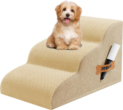 Romrol Dog Stairs Ramp for High Beds Couches, High Density Foam Pet Steps with Durable Non-Slip Waterproof Fabric Cover, Dog Stairs for Small Dogs or Cats or Pets, 5-Step, 22 Inch, Grey