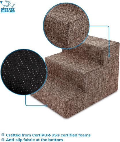Best Pet Supplies Dog Stairs & Steps - Foam Steps for Small Dogs & Cats, Non-Slip Indoor Balanced Pet Step Support, Dog Ramp, No Assembly, Pale Teal, 3-Step (13.5-inch Height)