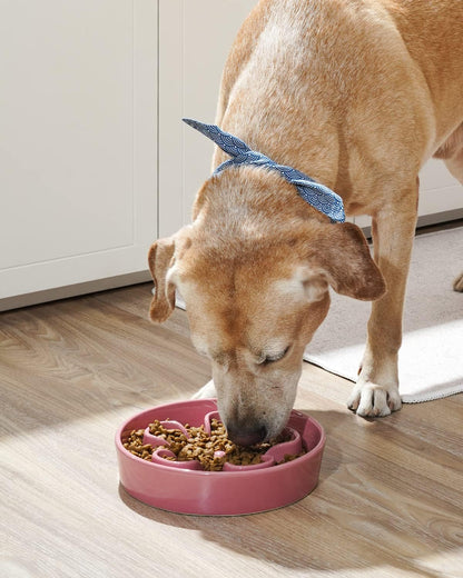 LE TAUCI Dog Bowls Slow Feeder Ceramic, 1.5 Cup Slow Feeding Bowl for Small and Medium Breed, Puzzle Dog Food Bowl for Fast Eater, Maze Purple