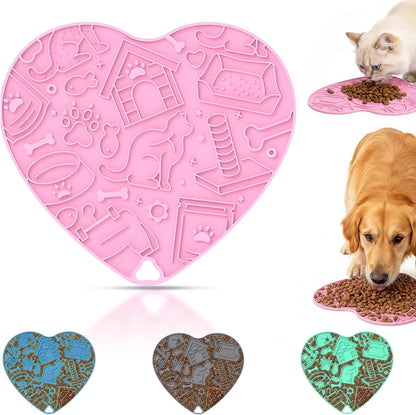 Cat & Dog Slow Feeder Puzzle Toy — Interactive Cat Puzzle Feeder Bowl, Dog Puzzle Feeder, Dog Lick Mat, Mental Stimulation Toy for Indoor Cats & Dogs, Anti-Gulp, Fun & Durable Heart Shape(Pink)