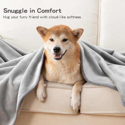 Waterproof Dog Blankets Pet Blanket 50"x60", Soft Fluffy Sofa Car Bed Protector, Reversible Sherpa Fleece Dog Blanket for Large Dogs (Dark Grey-Paws)