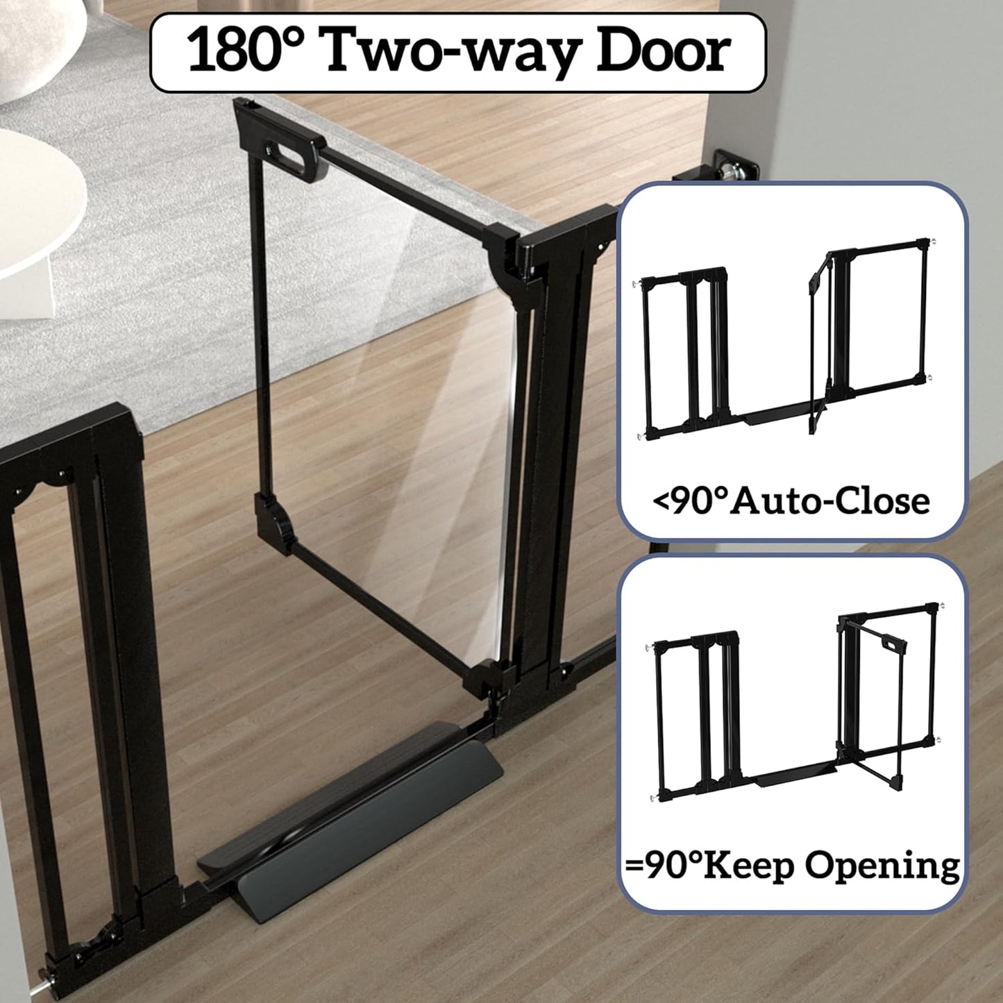 30.7" Tall Clear Acrylic Baby Gate 29.5"-47.2" Wide Pressure Mounted Clear Dog Gate Indoor - No Drill Auto Close, Walk Through Baby Gates for Stair & Doorways & Hallway