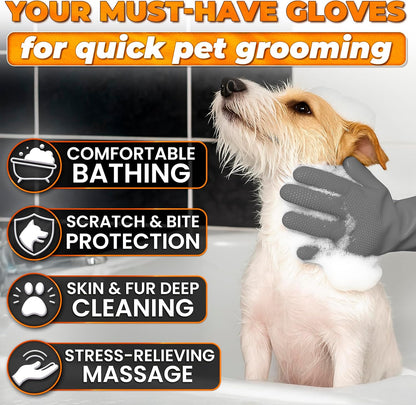 Cat and Dog Shampoo Gloves with 3000 Soft Bristles – 2-in-1 Dog Bath Gloves 11.6", Durable Silicone, Saves Shampoo | Massage, Grooming & Clean Wet or Dry – Made for Every Breed and Coat Style (Blue)