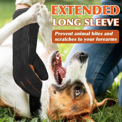 HANDLANDY Animal Handling Gloves, Bite-Proof, Scratch-Resistant, Pet Gloves for Dogs, Cats, Falconry, Gardening