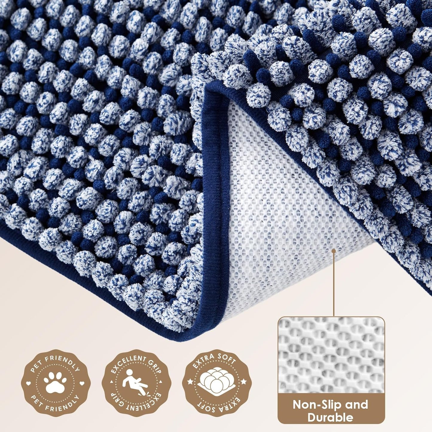 EHEYCIGA Super Absorbent Dog Door Mat for Muddy Paws 30x20 Inch Indoor, Front Doormat Outside Entrance, Quick Dry Chenille Washable Dog Crate Bed, Non-Slip Pet Rug Mud Mat Outdoor Entryway, Grey