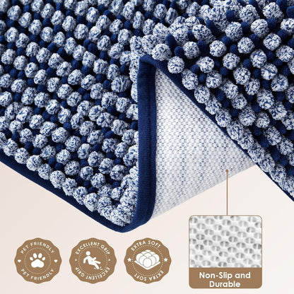 EHEYCIGA Super Absorbent Dog Door Mat for Muddy Paws 30x20 Inch Indoor, Front Doormat Outside Entrance, Quick Dry Chenille Washable Dog Crate Bed, Non-Slip Pet Rug Mud Mat Outdoor Entryway, Grey