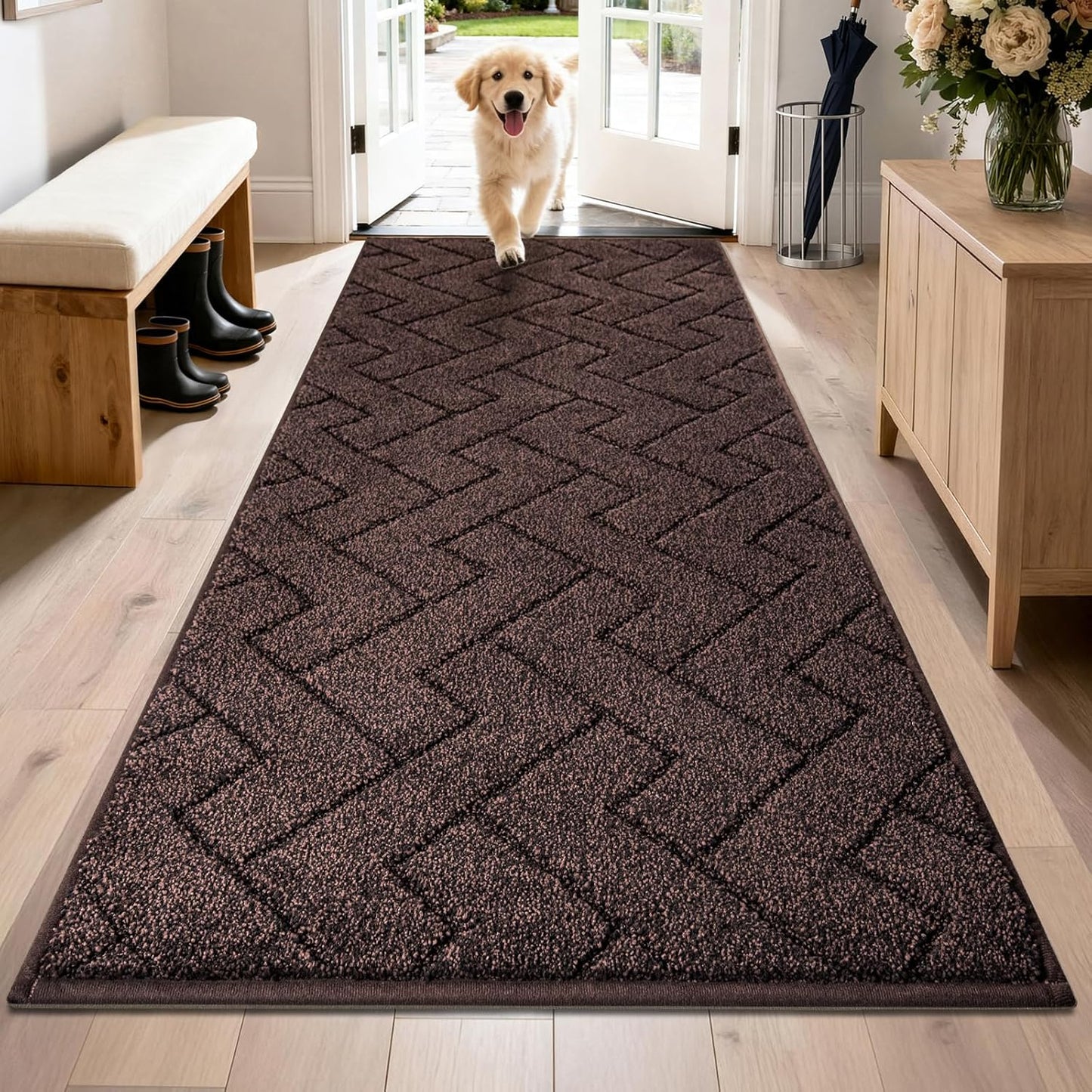 PURRUGS Dirt Trapping Door Mat 20" x 31.5", Non-Slip Machine Washable Entry Rug, Dog Doormat, Indoor Front Door Mat, Super Absorbent Entryway Rug for Muddy Shoes & Paws, Taupe