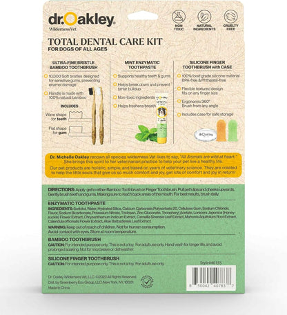 Dr. Oakley Dental Toothbrush Kit for Dogs & Cats -Finger Brush for Small Pets and Soft brushes for Large or Older Natural and Safe Peanut Butter Flavor -