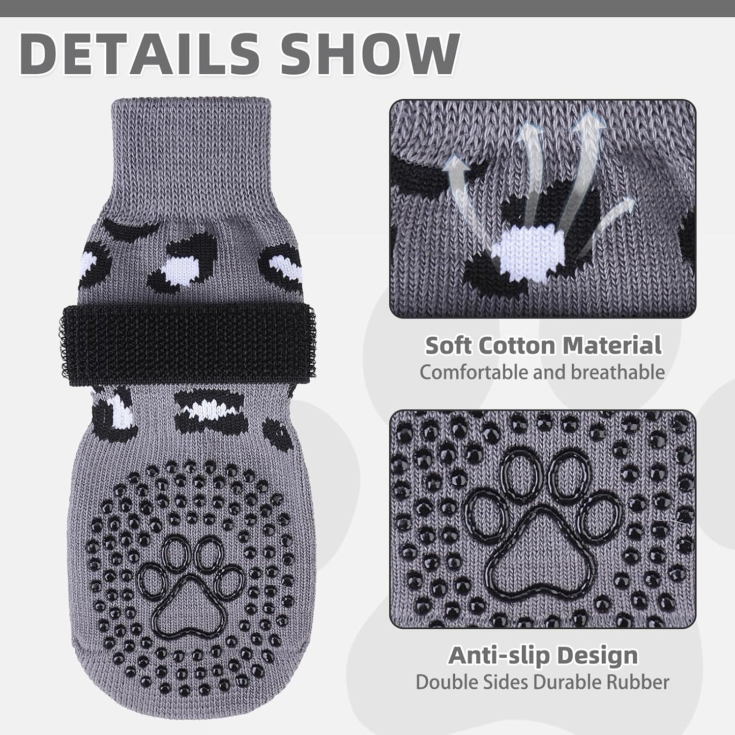 KOOLTAIL Dog Socks Shoes for Hot Pavement to Prevent Licking Paws, Winter Dog Boots&Paw Protector for Hardwood Floors Anti Slip,Traction Control Grip Booties for Small Medium Large Senior Dogs,Black M