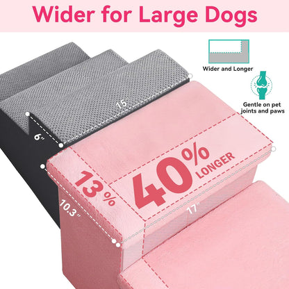 Zerbuger Wider Dog Ramp for High Bed with Storage 18" H, Foldable Dog Stairs for Small Medium Large Older Senior Animal, Sturdy Dog Step for Climbing Bed or Couch, Arthritis-Friendly (Gray, No Condo)