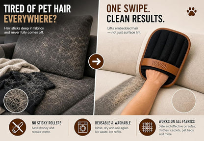 Pet Hair Removal Glove for Dogs & Cats, 2 Pack Reusable Electrostatic Pet Hair Remover Gloves, Magic Lint & Fur Remover Brush Tool for Couch, Furniture, Carpet, Clothes, Car Seats, Bedding & Laundry
