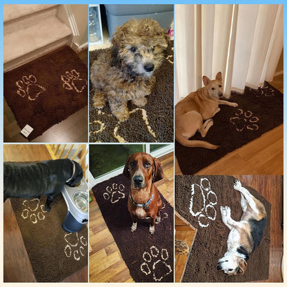 EXPAWLORER Dog Door Mat for Muddy Paws - Highly Absorbent Microfiber Pet Rug, Quick Dry Chenille Dog Runner Rug Indoor Outdoor, Non-Slip Entryway Carpet Washable Mud Mat for Dogs, Brown 60"x30"