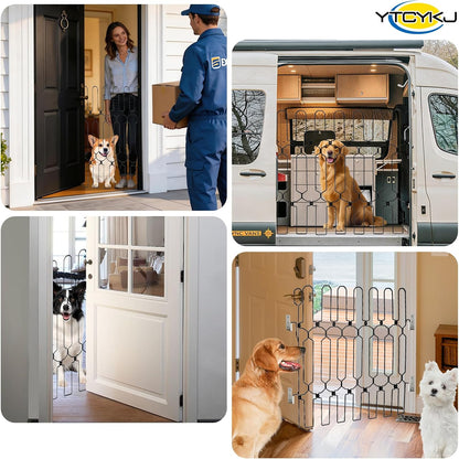Retractable Pet Gate for Front Door - 35.4" Extra Wide, 30.7" Tall Heavy Duty Metal Retractable Door Barrier, Easy Install Safety Dog Gate for Front Door, RVs to Prevent Dogs from Dashing Out