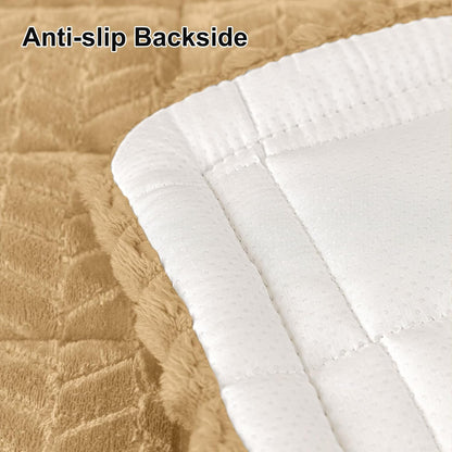 Smiry Non Slip Couch Covers for Dogs, Fuzzy Pet Couch Covers for 2-3 Cushion Sofa Pet Friendly, Soft Sofa Slipcovers Cushion Furniture Protector Washable (Beige, 27.6" x 59")