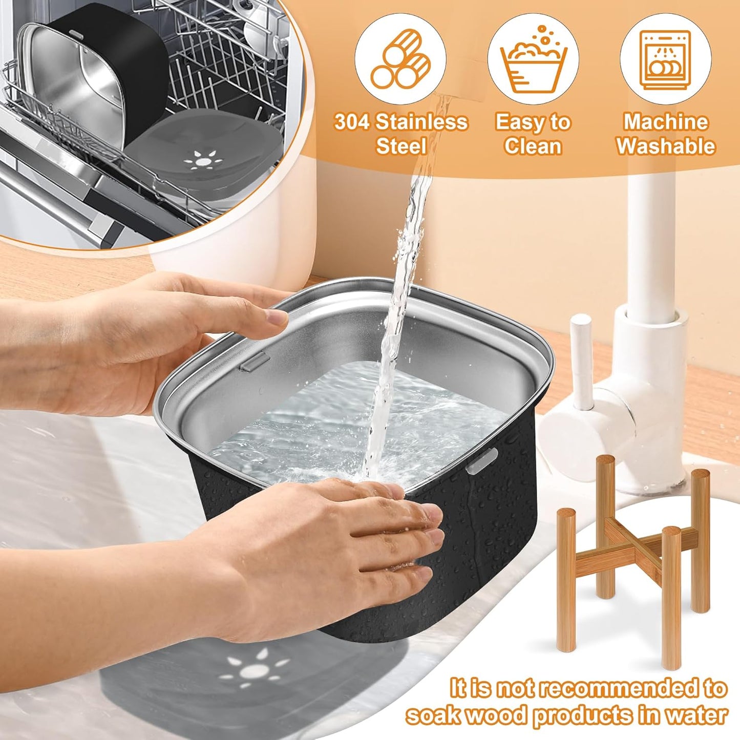 Decflow 3L Elevated Dog Water Bowl, Stainless Steel Raised Food Dispenser with Stand, Large Capacity No Spill Dog Water Bowl for Small, Medium and Large Dogs