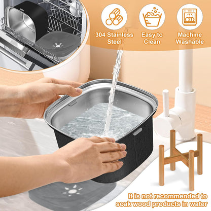 Decflow 3L Elevated Dog Water Bowl, Stainless Steel Raised Food Dispenser with Stand, Large Capacity No Spill Dog Water Bowl for Small, Medium and Large Dogs
