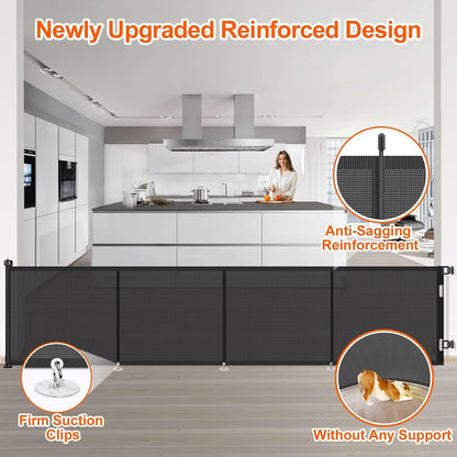 Upgrade 120 inch Retractable Baby Gates, EZIGO Extra Wide Baby Gate for Large Opening Extra Long Mesh Gate for Kids or Pet Dog Gate Child Safety Gate for Stairs Hallways Doorway Indoor Outdoor, Gray