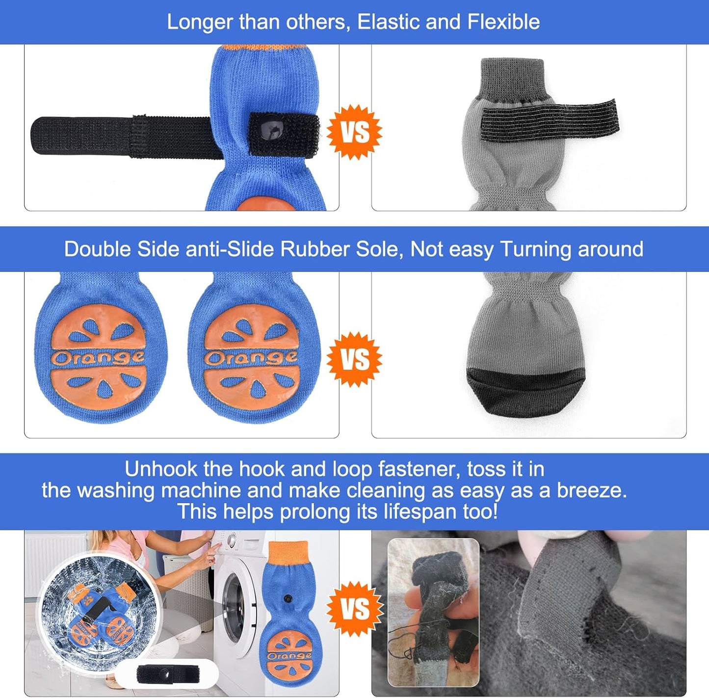 BEAUTYZOO Anti Slip Dog Socks to Prevent Licking Paws, Dog Shoes for Cold Winter Snow, Double Sides Dog Boots & Paw Protectors Booties for Hardwood Floors with Grippers Large Medium Small Senior Dogs