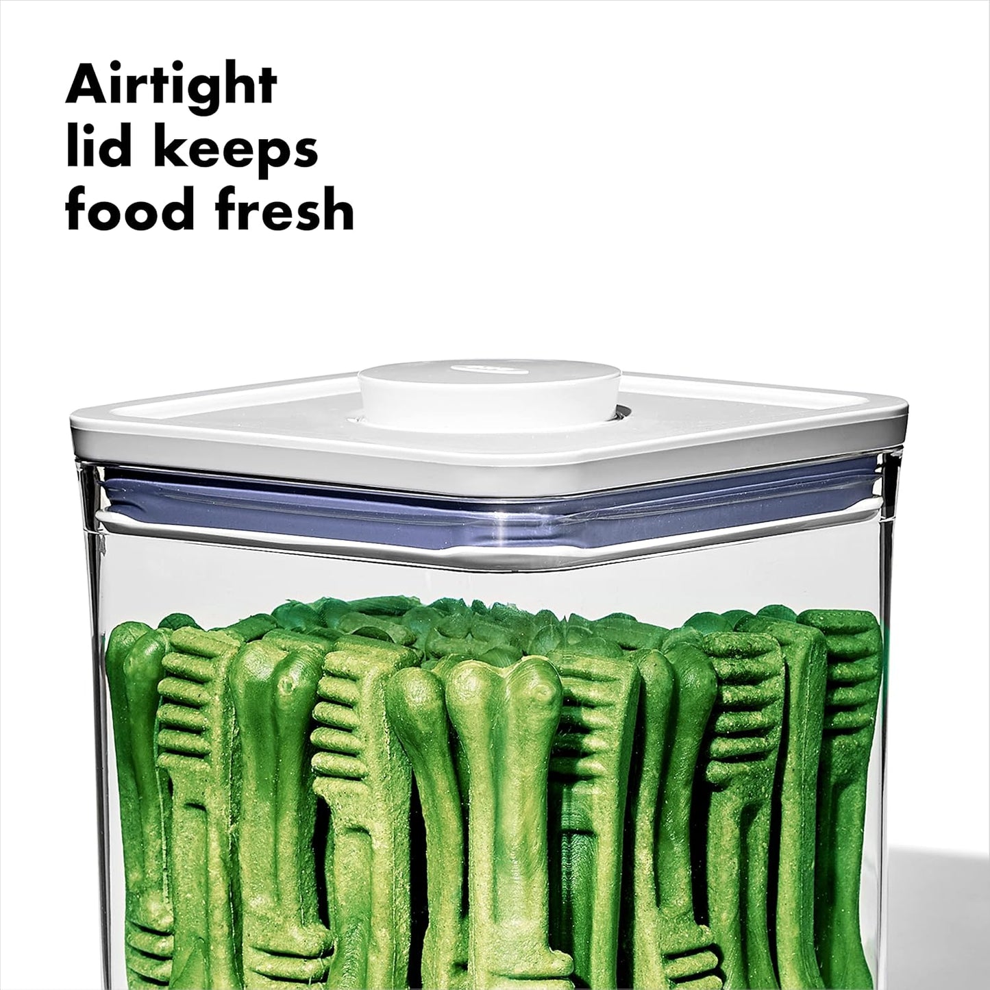 OXO Good Grips Pet POP Container – 6.0 Qt/5.7 L with Half Scoop, Ideal for up to 6.5lbs of Dog Food or 4.5lbs of Cat Food, Airtight Dog and Cat Food Storage Container, BPA Free, Clear