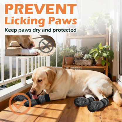 EXPAWLORER Anti Slip Dog Socks to Prevent Licking Paws, Dog Shoes for Hot Pavement Walk, Dog Booties for Hardwood Floors, Dog Boots & Paw Protectors with Grippers for Small Medium Large Senior Dogs M