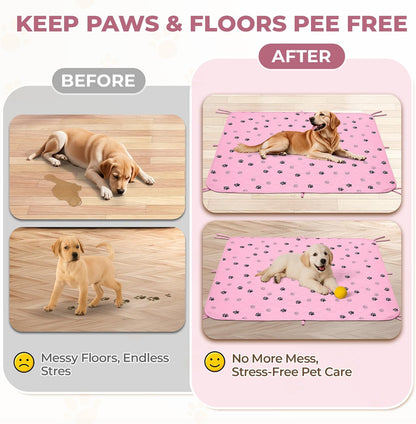 Fostanfly Washable Pee Pads for Dogs, 2 Pack Large 36"x41" Ultra-Absorbent and Leak-Proof Non-Slip Reusable Potty Training Pads for Dogs, Cats, Puppy, Potty Training of Add 8 Lanyards