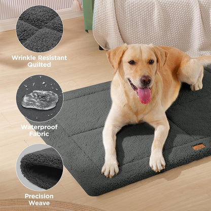 Reversible Dog Crate Pad Bed for Medium Dogs,Washable & Non-Slip Kennel Pet Mat, High Density Foam and Soft Fleece Cat Bed for Indoor & Outdoor Use, 35" x 23", Dark Gray