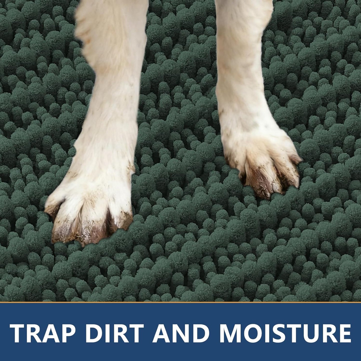 Smiry Dog Door Mat for Muddy Paws 30x20, Extra Soft Absorbent Chenille Doormat, Trap Moisture and Dirt, Non-Slip Machine Washable Front Door Mat for Indoor Entrance Inside Floor, Grey