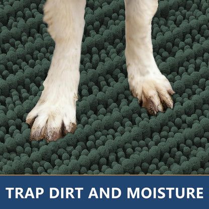 Smiry Dog Door Mat for Muddy Paws 30x20, Extra Soft Absorbent Chenille Doormat, Trap Moisture and Dirt, Non-Slip Machine Washable Front Door Mat for Indoor Entrance Inside Floor, Grey
