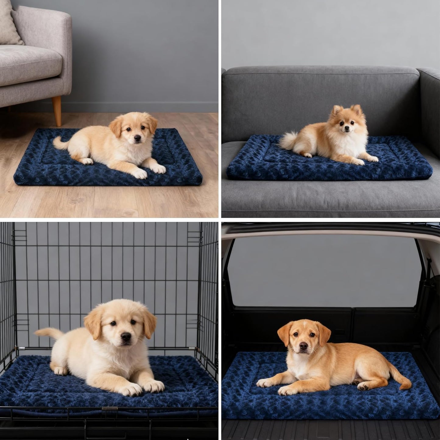 Dog Bed Mat, Reversible Crate Pad & Cute Dog Bed - Machine Washable Kennel Mat with Ultra Soft for Small Dogs (Cool/Warm), 24" x 18", Grey&Star