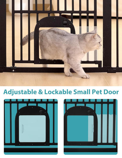 No Pawblems 55" Extra Tall Pet Gate for Cat/Dog, 29-40" Wide Auto Close Tall Dog Gate for Doorways/Hallways, 1.37" Ultra Narrow Spacing, NO Drilling Pressure Mounted, Black