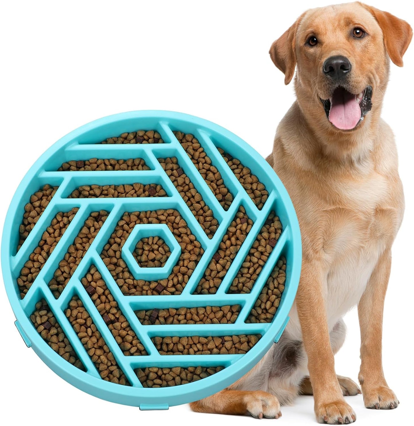 WHIPPY Slow Feeder Dog Bowl, Puzzle Maze Design to Slow Down Eating, 3-Cup Capacity, Anti-Gulping Food Bowl for Medium & Large Dogs,Black