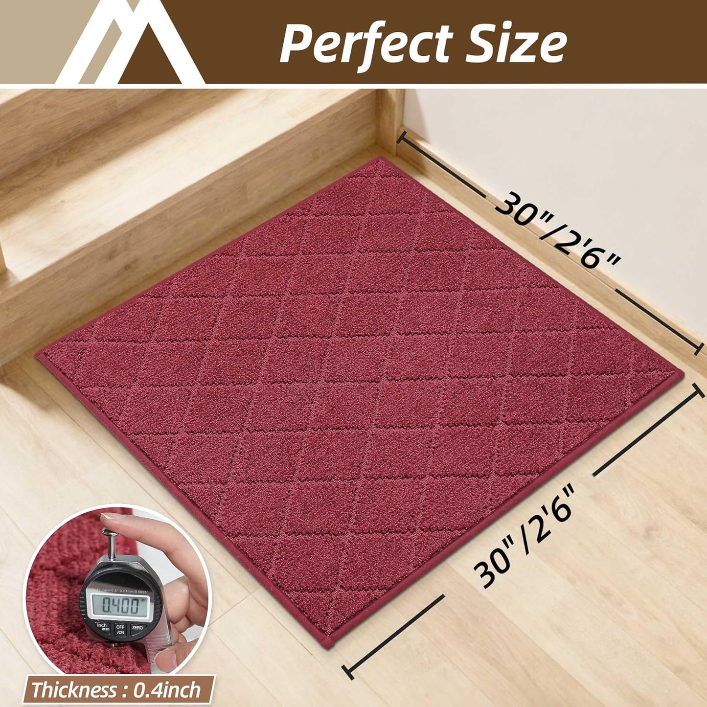 COSY HOMEER Edging Stair Treads Non-Slip Carpet Mat 28inX9in Indoor Stair Runners for Wooden Steps, Edging Stair Rugs for Kids and Dogs, 100% Polyester TPE Backing (7pc, Beige)