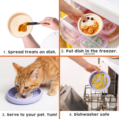 Awoo Lick Dish - Silicone Lick Mat + Slow Feeder for Cats & Small Dogs - Non-Slip Design with Suction Cups - Dishwasher Safe, Extends Mealtime, Reduces Anxiety (Periwinkle)