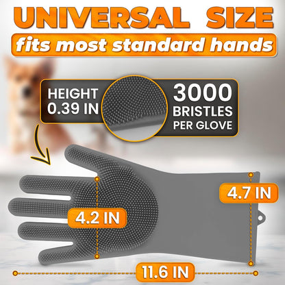 Cat and Dog Shampoo Gloves with 3000 Soft Bristles – 2-in-1 Dog Bath Gloves 11.6", Durable Silicone, Saves Shampoo | Massage, Grooming & Clean Wet or Dry – Made for Every Breed and Coat Style (Blue)