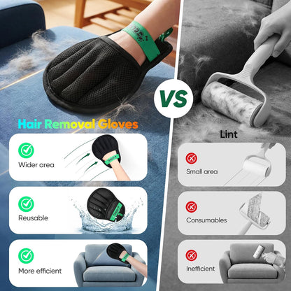 Upgraded Pet Hair Removal Glove for Dogs & Cats, Electrostatic Five-Finger Hair Remover for Furniture, Couch, Carpet, Clothing& Car Seat, 1Pcs Reusable Magic Brush Pet Hair Remover Tool (Black)