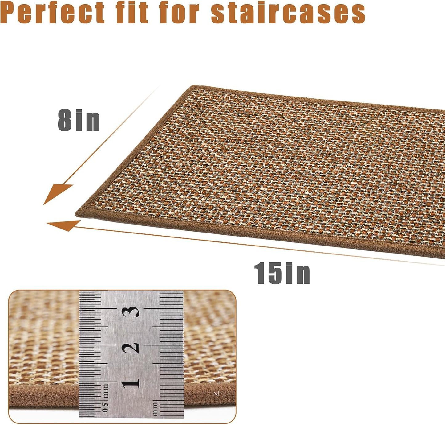 FlowaFoli Stair Treads for Wooden Steps Indoor,8" X 30" (15 in Pack) Stair Treads Non Slip, Machine Washable for Kids Elders and Pets,Beige